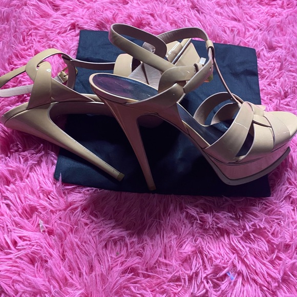 Saint Laurent Tribute T-strap Platform Sandals - Picture 6 of 8